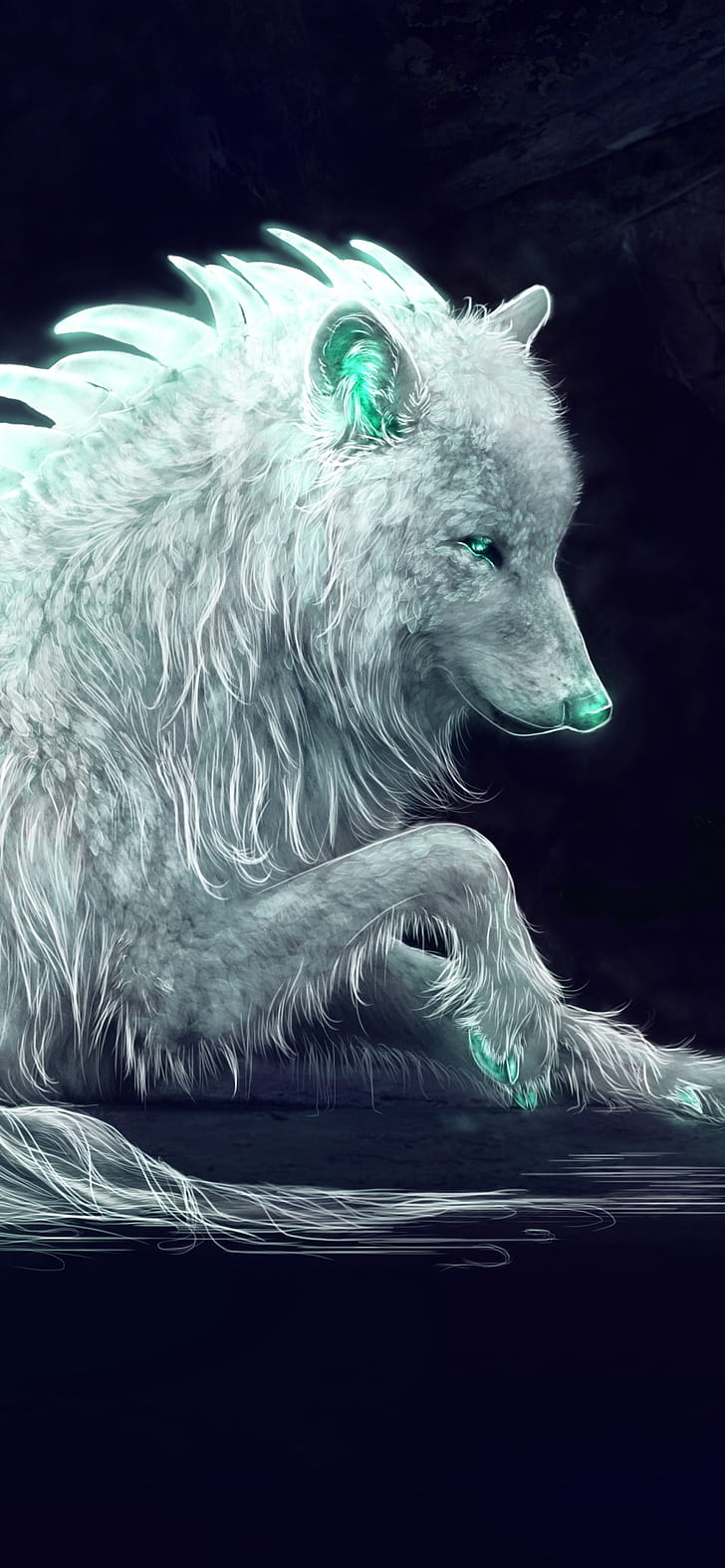 Whitewolf, fantasy, wolf phone wallpaper