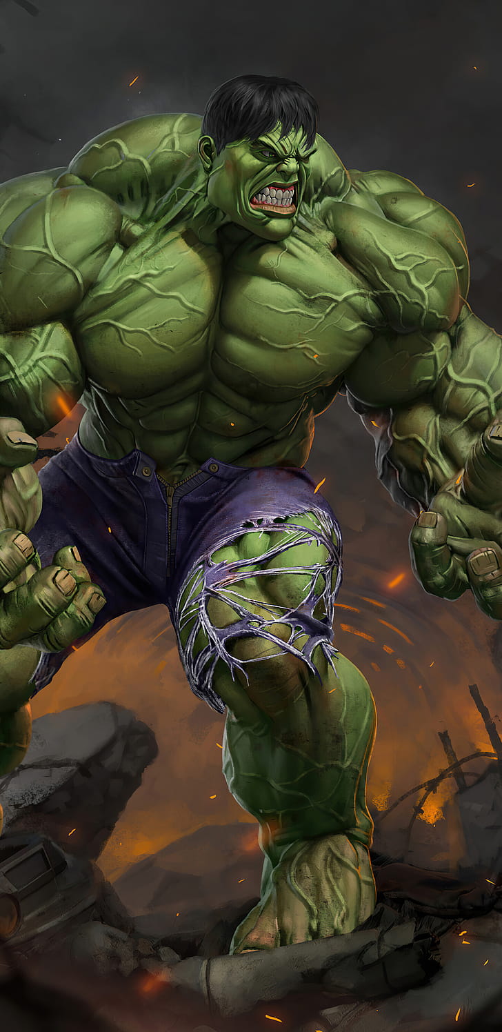 Artwork, Hulk phone wallpaper