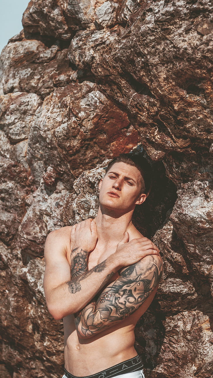 tattoo, man, model phone wallpaper