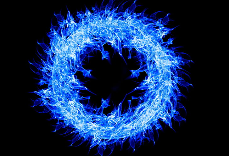 Blue Fire Ring , fire, ring, blue, flame, creative wallpaper