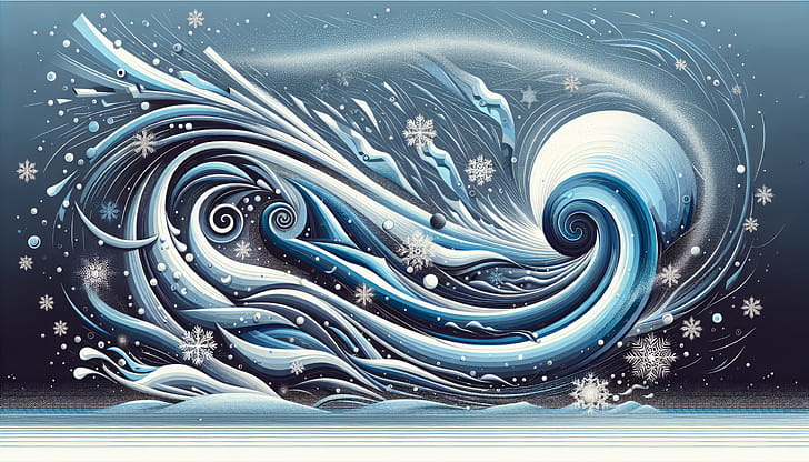 Blizzard Vortex, winter, wave, snowflake, Abstract wallpaper