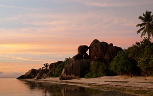 Seychelles sunset, wallpaper