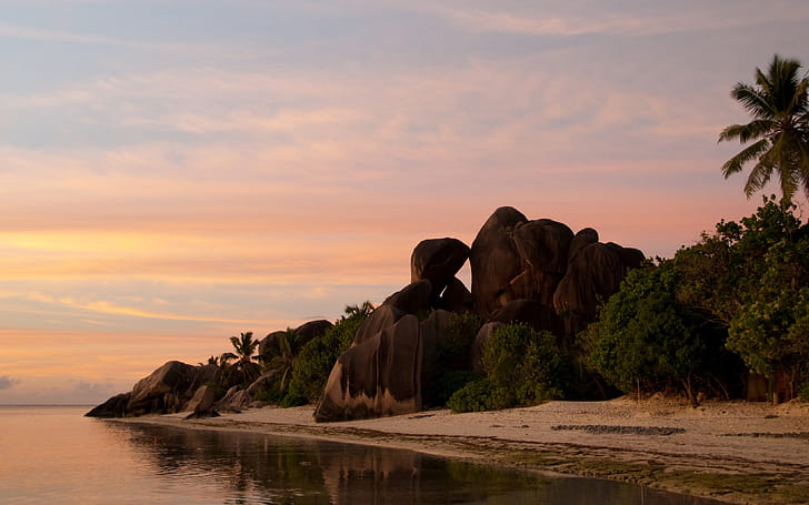 Seychelles sunset, wallpaper