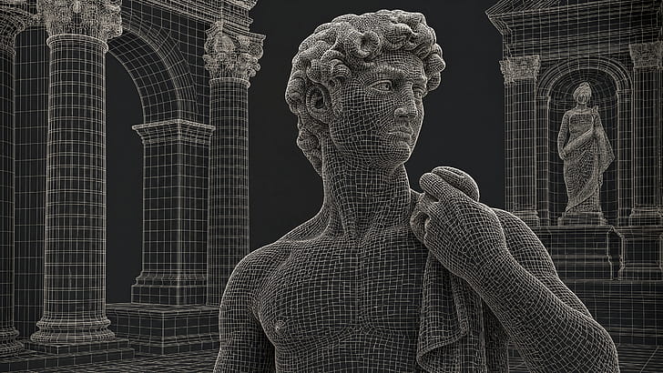 Classical Sculpture Wireframe —, Statue, 3D Model wallpaper