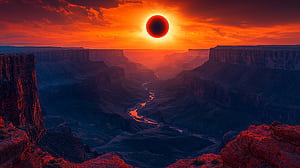 Stunning Canyon Eclipse: A Mesmerizing, canyon, eclipse, landscape, mountain wallpaper