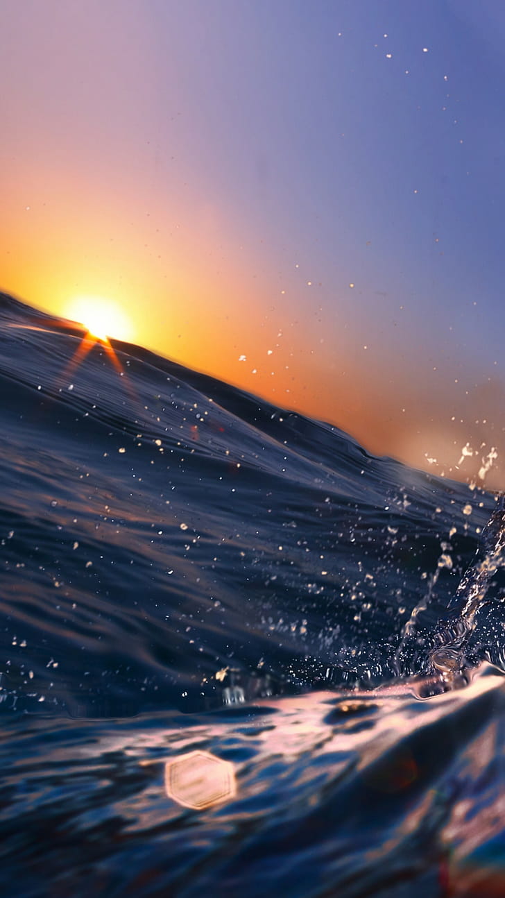 Wave, Sunrises phone wallpaper