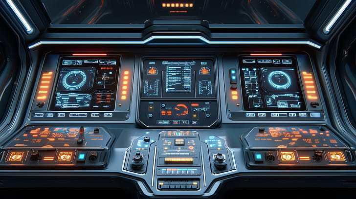 Futuristic Spaceship Control Panel, control panel, Sci Fi, technology wallpaper