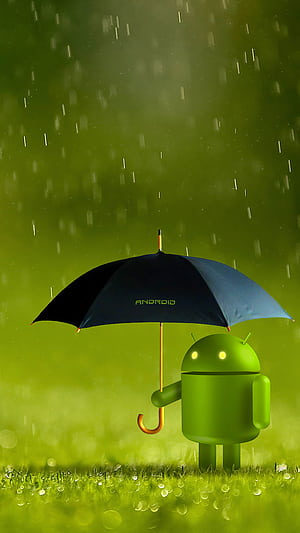 Android Under Umbrella — Tech, umbrella, robot, technology, Android phone wallpaper
