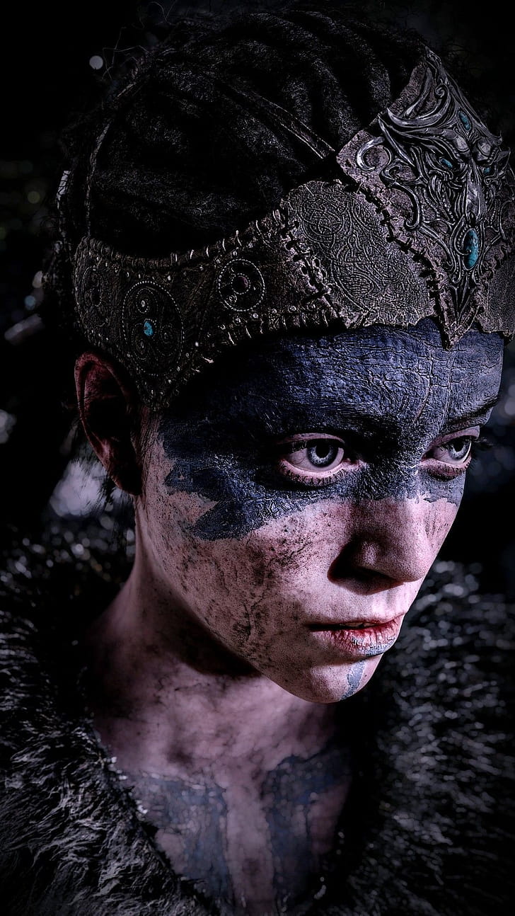 Viking makeup, Hellblade phone wallpaper