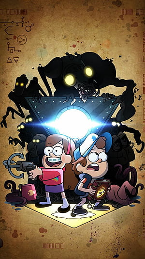Dipper and Mabel, Gravity Falls phone wallpaper