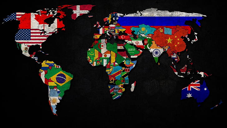 World flags, Map wallpaper