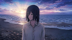 chainsaw man reze arc - reze in the morning sun by the beach, Chainsaw Man, Reze (Chainsaw Man), anime girl, beach wallpaper