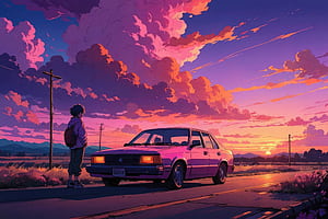 Anime Boy And His Car, anime-boy, anime, artist, artwork, digital-art, deviantart wallpaper
