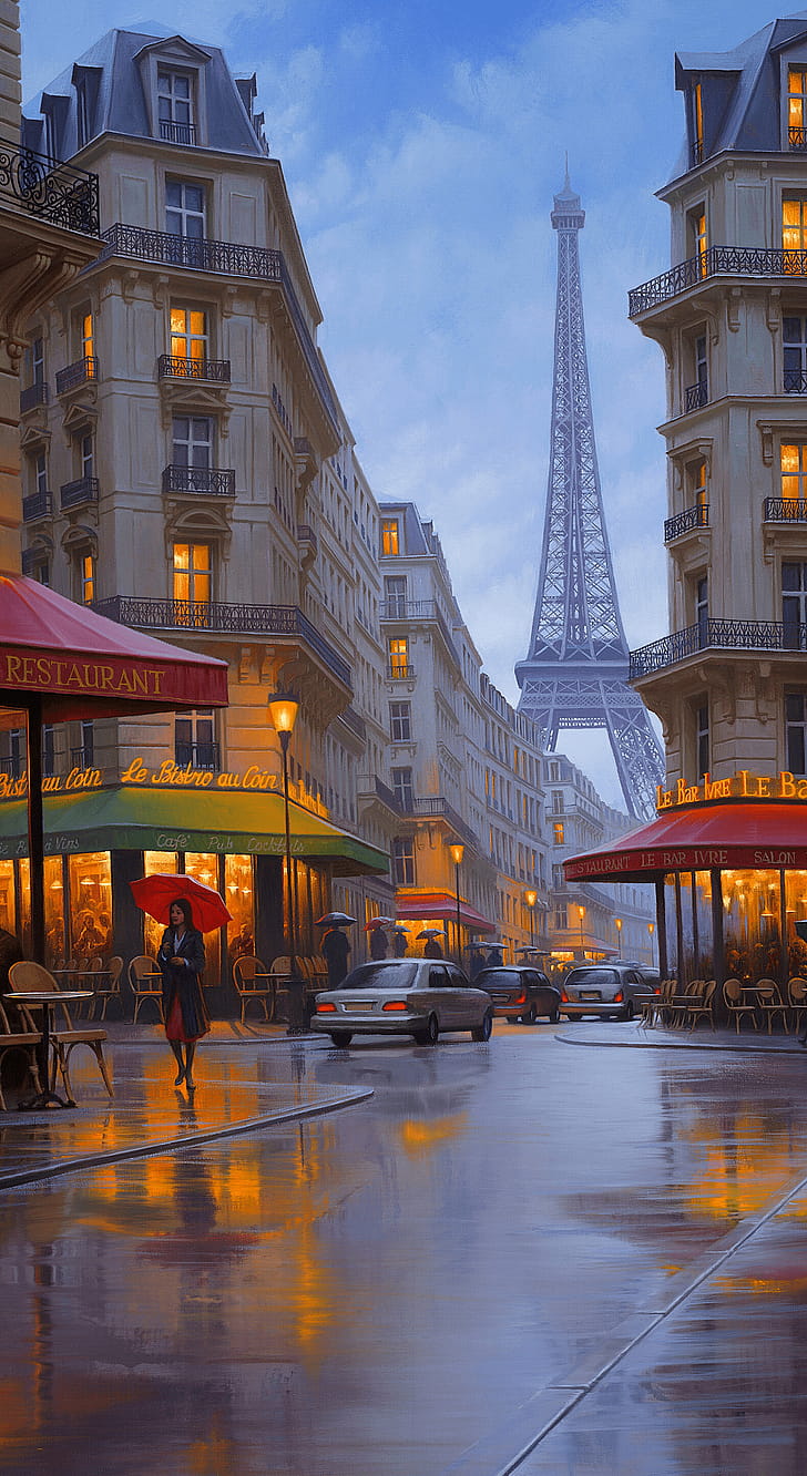 Paris, Rain phone wallpaper