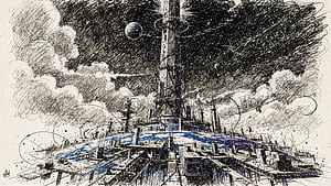 : Skyward Spire — Space Elevator Launchpad, Rocket, Tower wallpaper