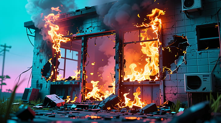 fire, window wallpaper