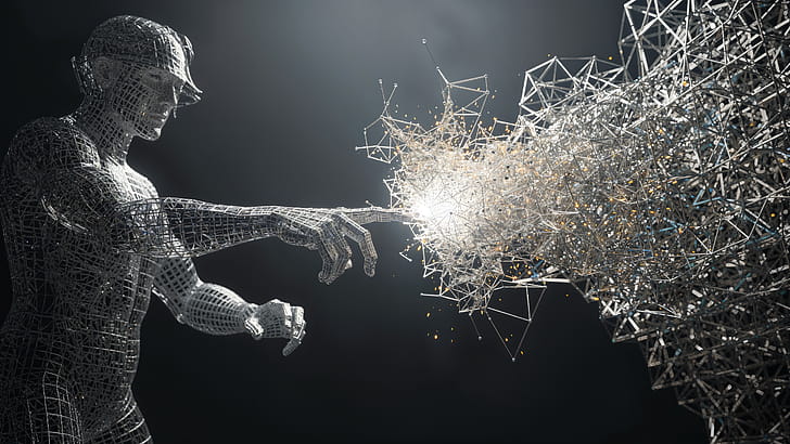 Digital Genesis —   Wireframe, Android, Network, Data, Technology wallpaper