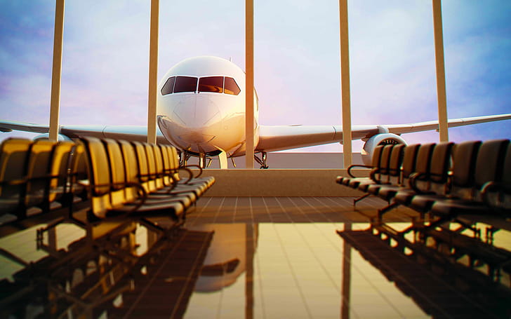 Passenger Plane, planes, sunlight, reflection wallpaper
