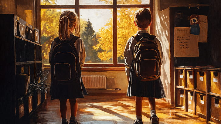 Student, backpack, school wallpaper