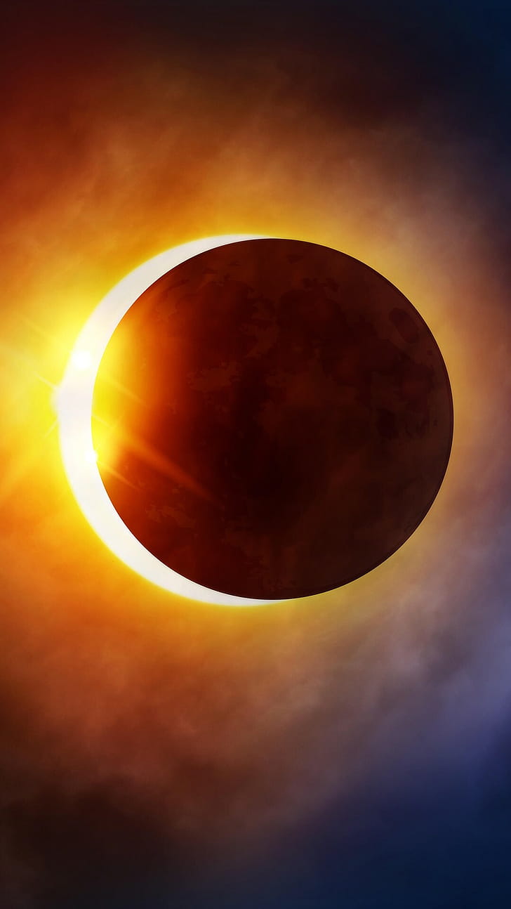 Solar eclipse illustration, Windows 10 spotlight phone wallpaper