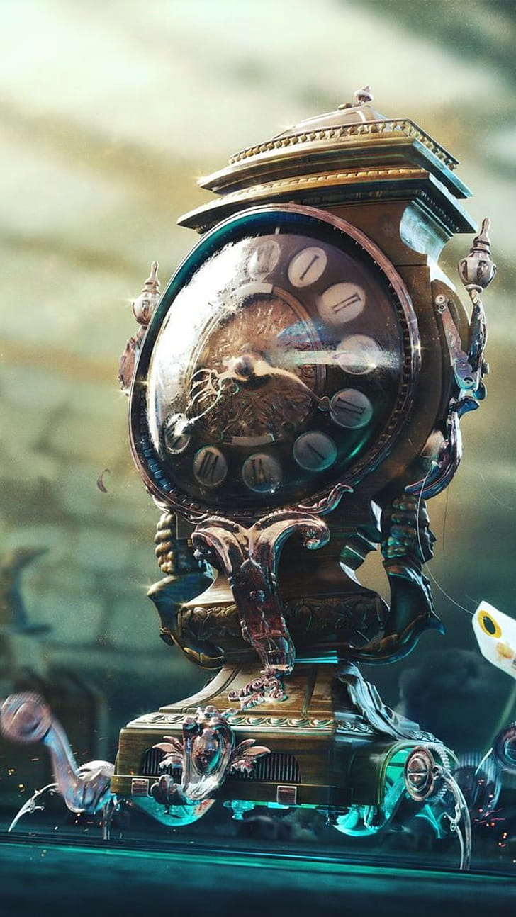 Clock sci-fi, Sony Xperia X phone wallpaper