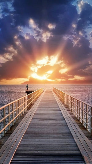 Pier, Sunrises phone wallpaper