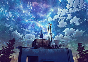 Watching The Galaxy Anime Girl , anime-girl, anime, artist, artwork, digital-art wallpaper