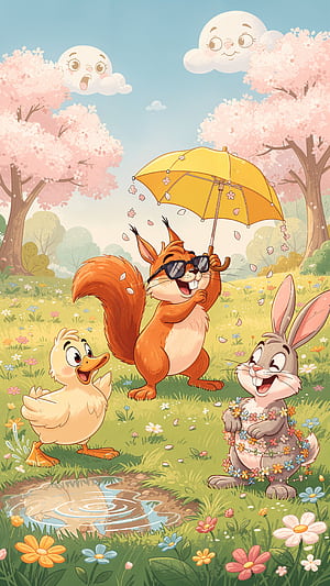 spring, squirrel phone wallpaper