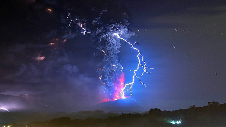 Volcano lightning, Thunder wallpaper