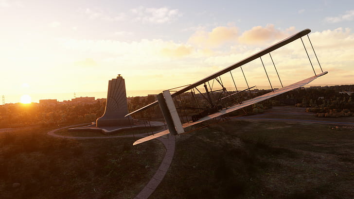 Microsoft Flight Simulator  - Sunset Flight Experience, video game, Microsoft Flight Simulator wallpaper