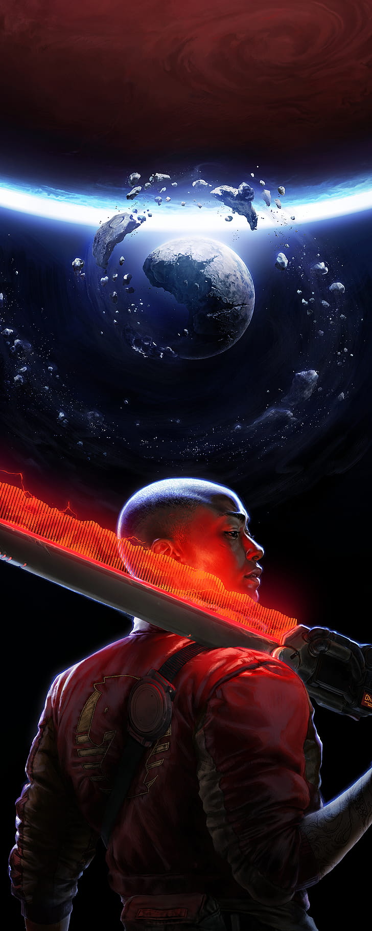 Sci Fi, Space, Planet, Sword phone wallpaper