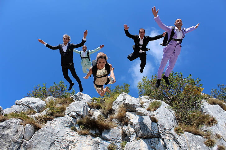 Group jump, BASE Jumping wallpaper