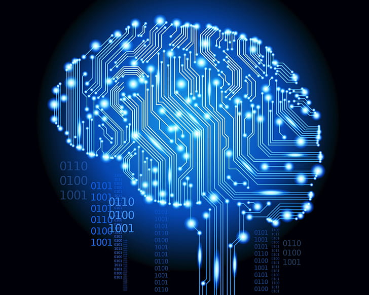 Technology, Binary, Brain, Light wallpaper