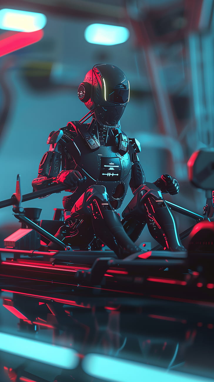 Cybernetic Rowing Workout, Android phone wallpaper