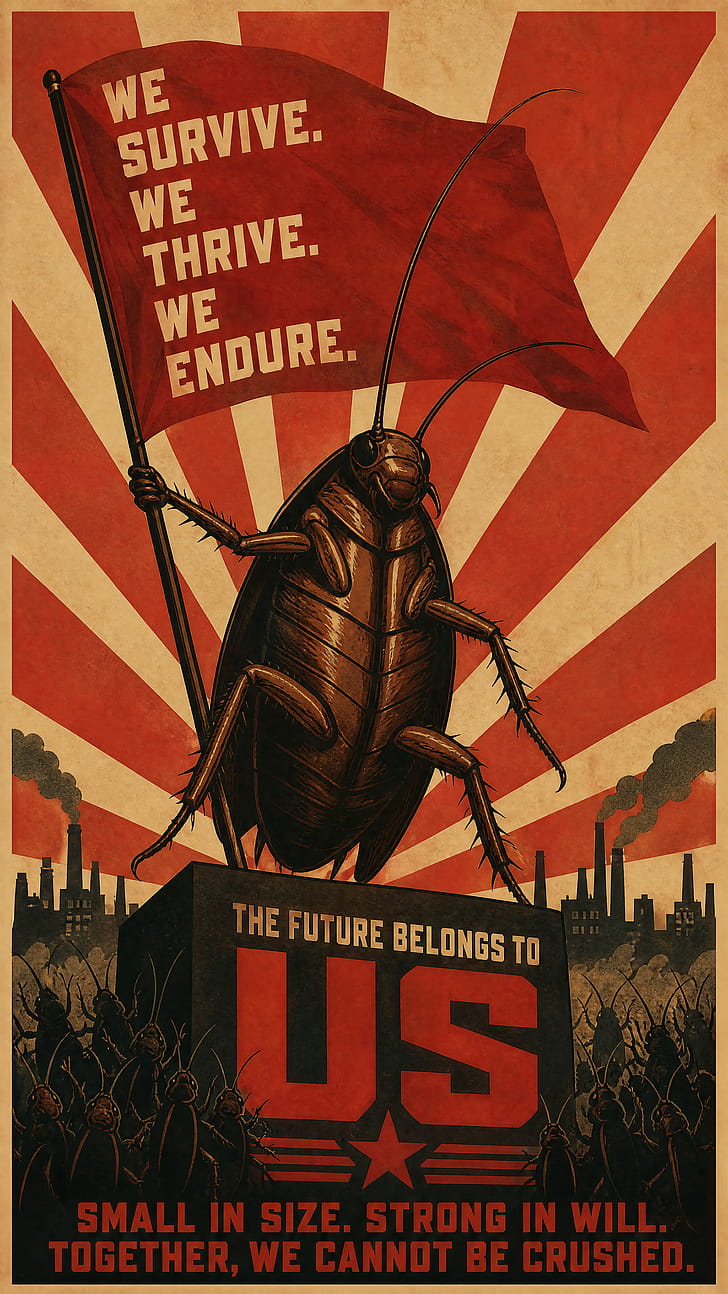 Roach Revolution — iPhone, Flag, Dystopian phone wallpaper