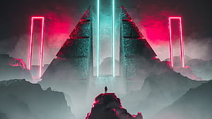 Digital artwork, Sci Fi, landscape, pyramid wallpaper