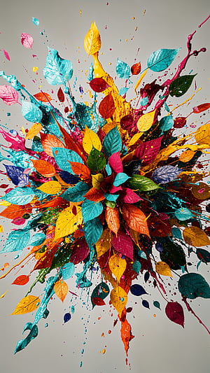 Chromatic Leaf Splash — iPhone phone wallpaper