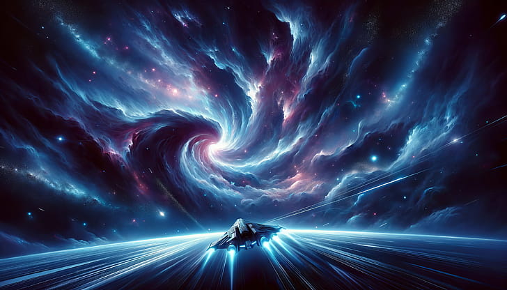Hyperspace Vortex, Cool, Sci Fi, spaceship, space, galaxy wallpaper