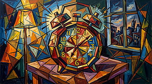 Cubist Dawn:  Alarm Clock wallpaper