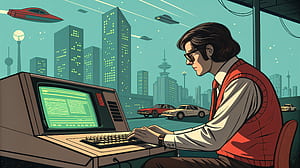 Coding Dreams: A  Ultra  Journey, coder, retro, computer, Sci Fi, technology wallpaper