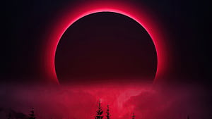 Red Moon, moon, red, artist, artwork, digital-art wallpaper