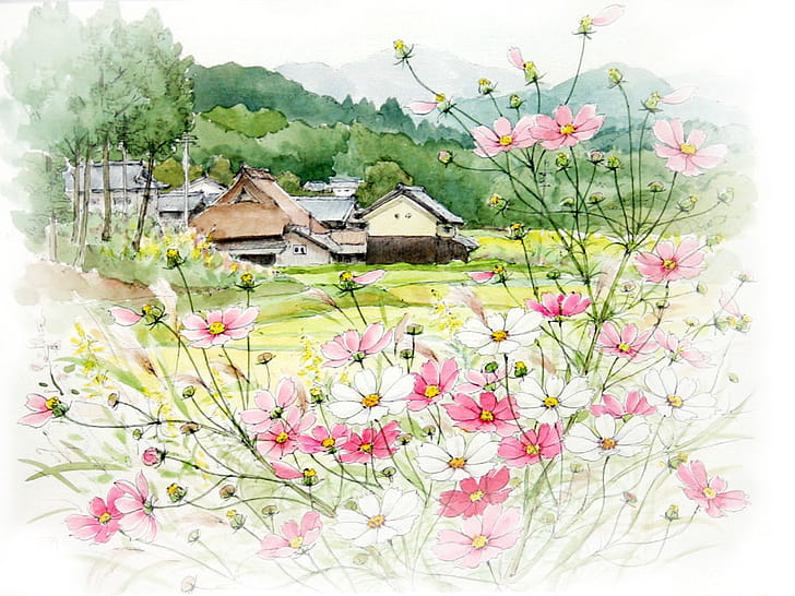 Drawing, Artistic, Flower wallpaper