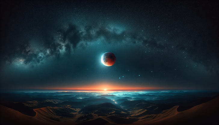 Majestic Lunar Eclipse, lunar eclipse, space, Celestial, planet wallpaper