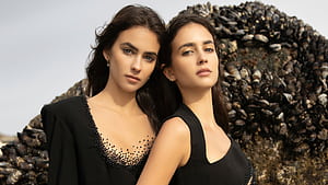 Renee And Elisha Herbert, black-dress, girls, model wallpaper