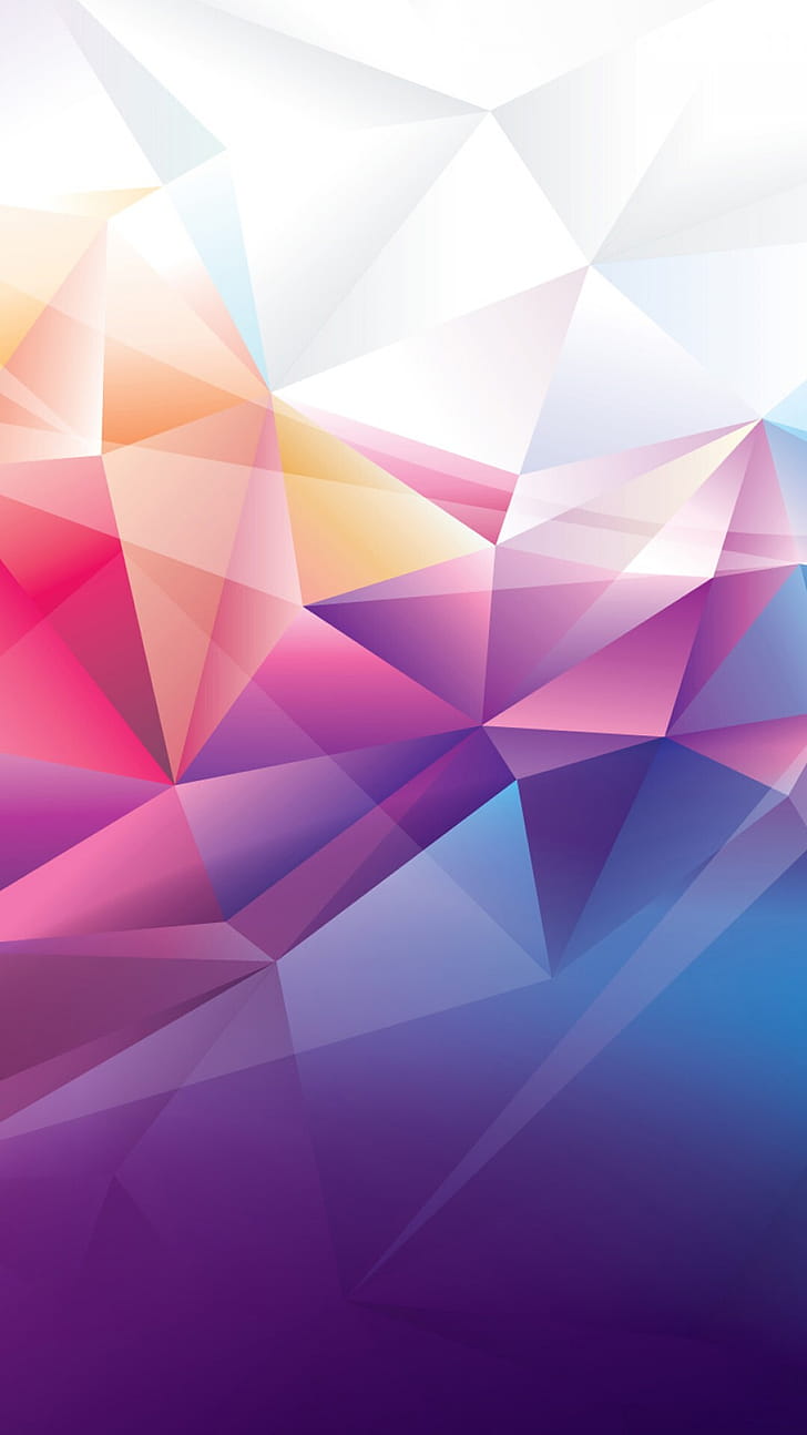 Polygon  , Orange red blue background, Abstract pattern, Striking composition phone wallpaper