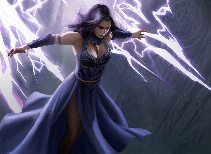 Lightning mage, Electrifying powers, Thunder strikes, Mage artwork wallpaper