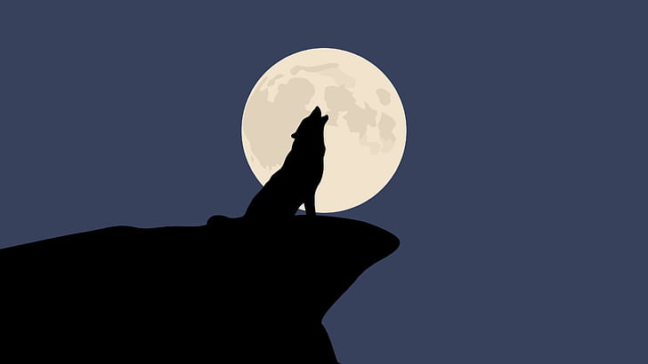 Wolf night, Minimal , Active wallpaper