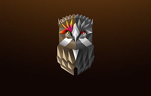 Owl Facets Colorful Digital Art , owl, facet, abstract, birds, digital-art, deviantart wallpaper