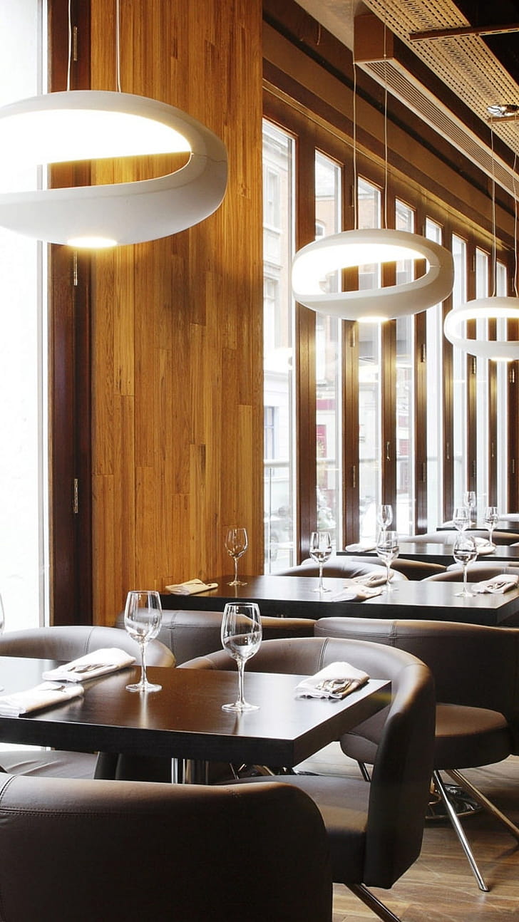 Stylish tables, Restaurant backdrop, iPhone ,  visuals phone wallpaper