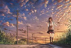 Anime Girl Going To School, anime-girl, anime, artist, artwork, digital-art wallpaper